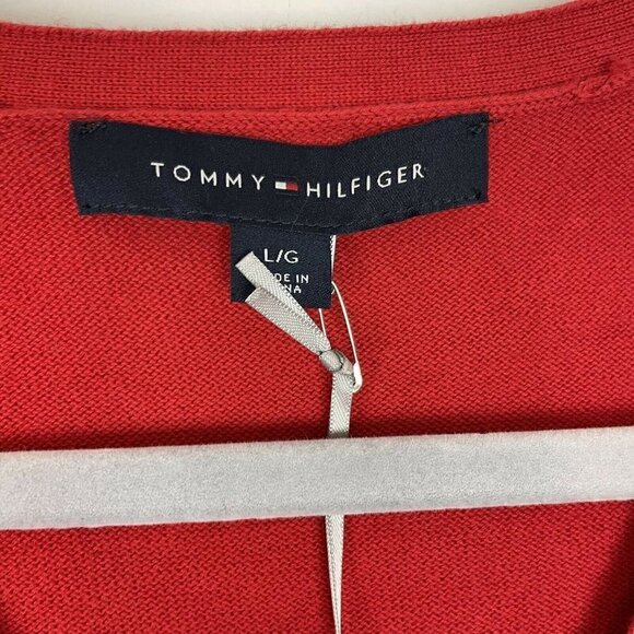 Tommy Hilfiger Essential Argyle V-Neck Sweater Red Size Large - Picture 2 of 6